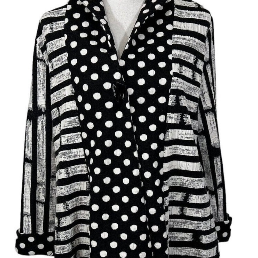 Yushi Women Jacket Lagenlook Button Cardigan Swing Cotton Blend Pockets Size S